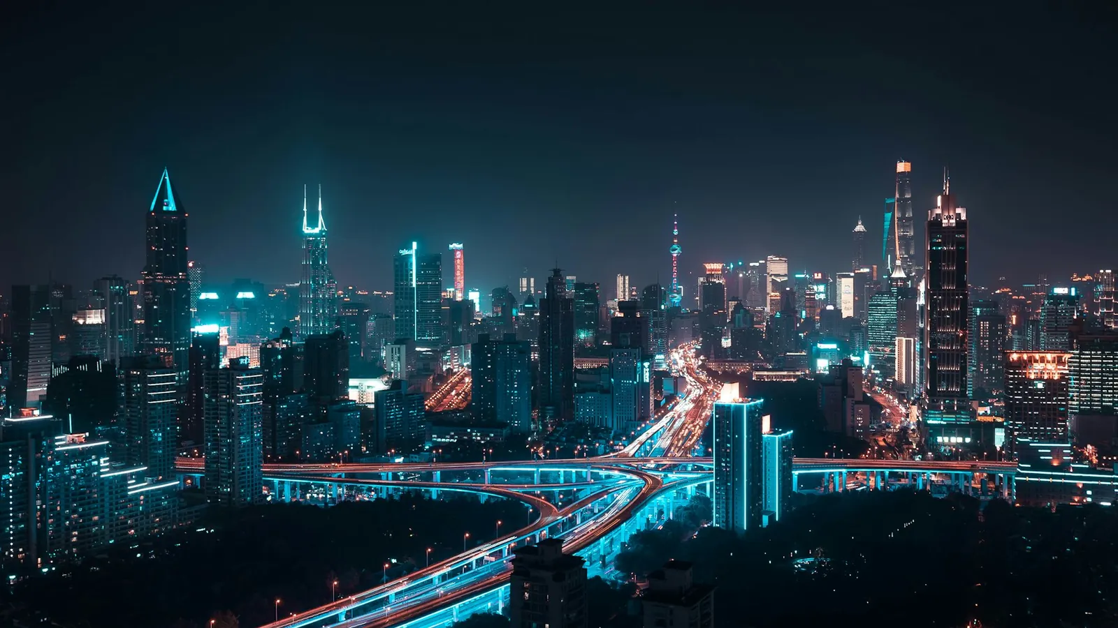 City skyline at night